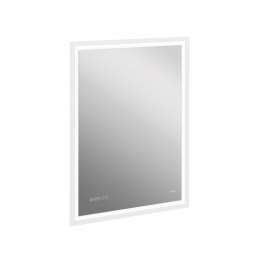 Зеркало для ванной LED 080 design pro 60x85 с подсветкой часы с антизапотеванием прямоугольное